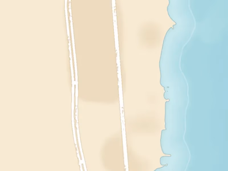 Kaartuitsnede van de zuidkant van Hurghada met de pin op het Grand Aquarium aan de kust