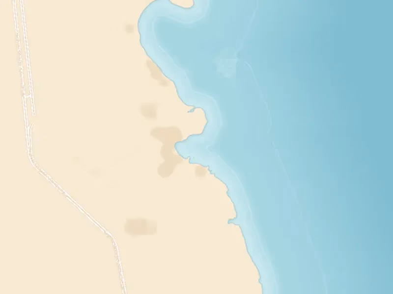 Kaartuitsnede van de kust bij Makadi Bay, ten zuiden van Sahl Hasheesh en Hurghada