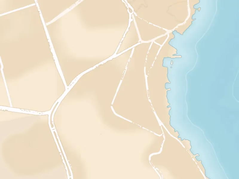 Kaartuitsnede van het centrum van Hurghada rond Sakkala met de pin in het drukste stadsdeel